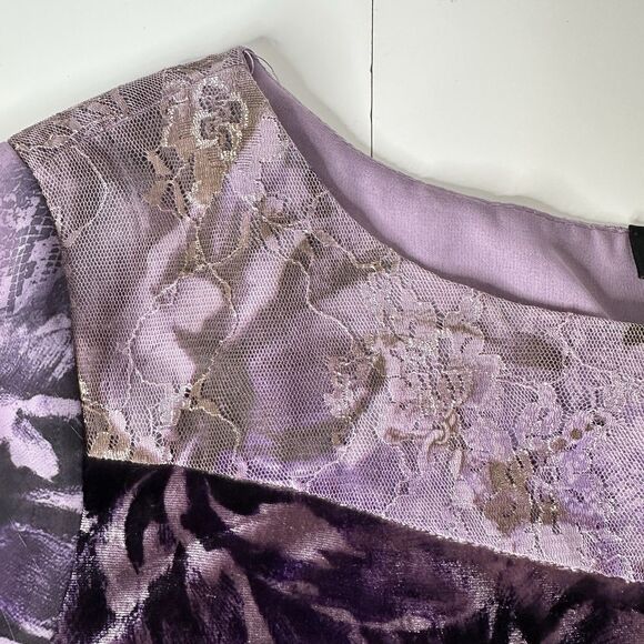 Level Eight Plus Purple Floral Velvet Top Sz 2X? Embellished Witchy Fairy Grunge - Picture 8 of 16